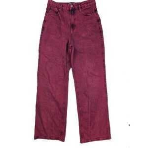 A & F Social Tourist Maroon High-Rise Baggy Wide Leg Jeans Women's Size 5R 28x32
